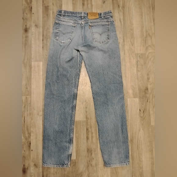 Vintage Levi's 505 Orange Tab 34 Regular Fit Straight Leg Distressed Thrashed - Picture 6 of 12